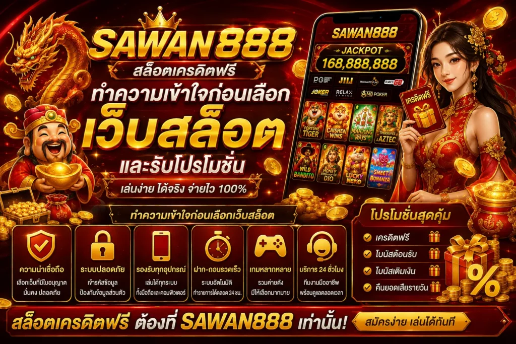 สล็อตเครดิตฟรี SAWAN888 ทำความเข้าใจก่อนเลือกเว็บสล็อตและรับโปรโมชั่น